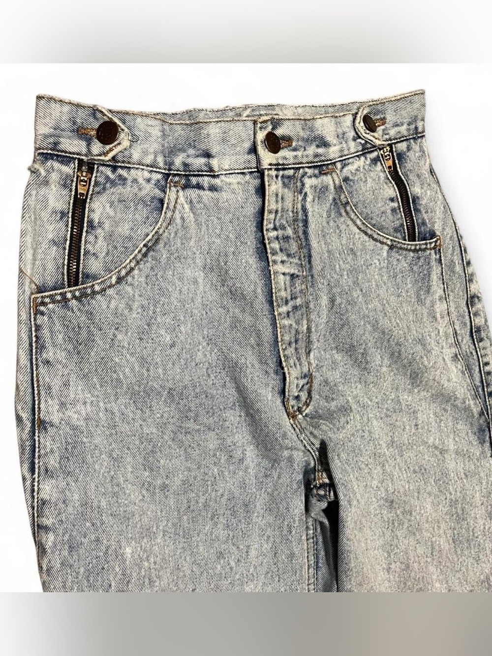 Vintage Pulse 80s Acid Wash High Rise Mom Jeans Size 2 Light Wash Retro 26x30